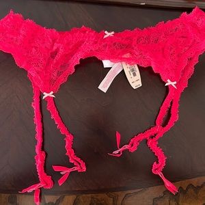 Bright Red Lace Garter By Victoria’s Secret! Size M/L! New!
